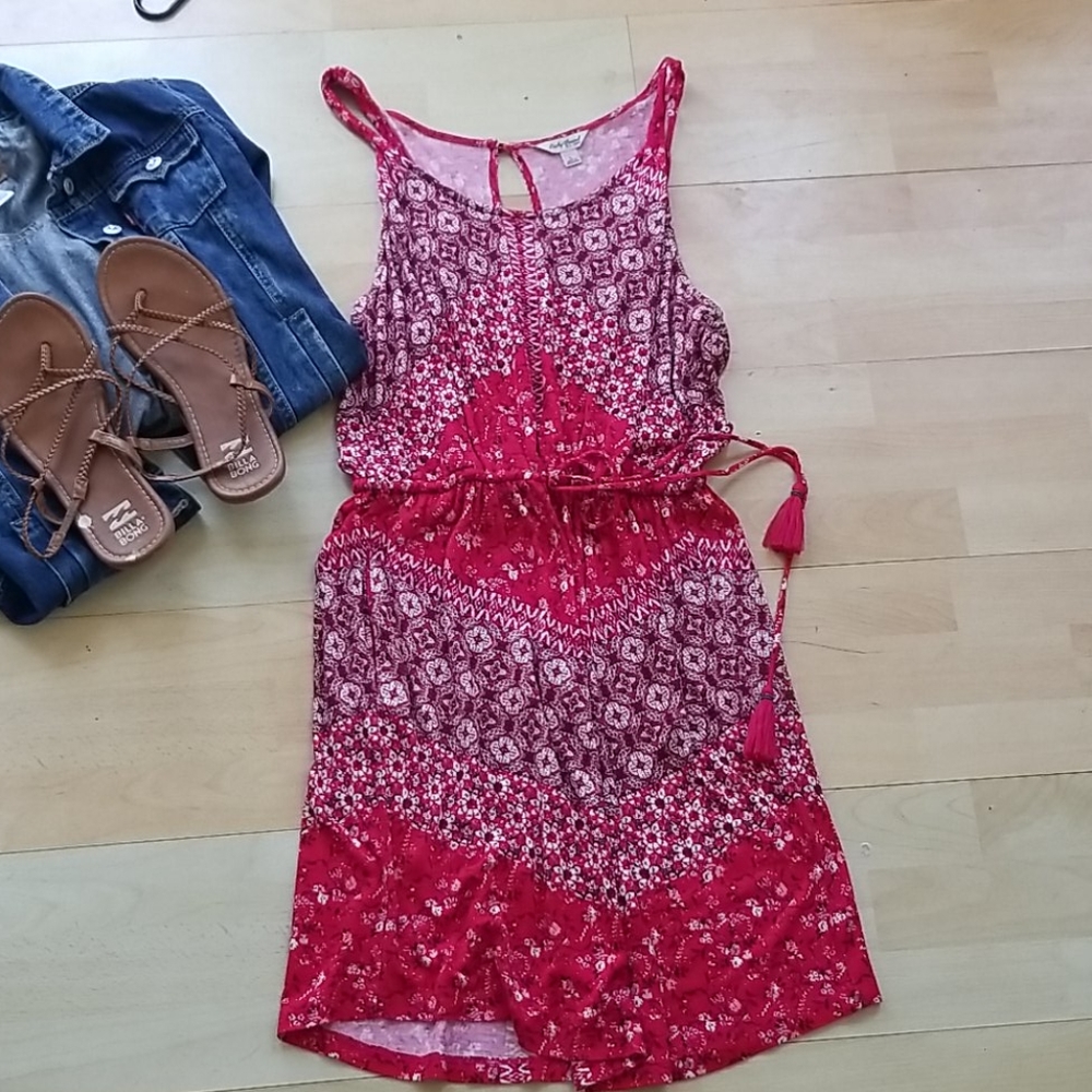 LUCKY BRAND❤BOHO DRESS RED LARGE